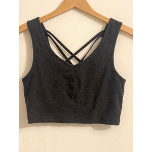 Zella Lola Live In Cropped Tank Charcoal Gray Sz Medium